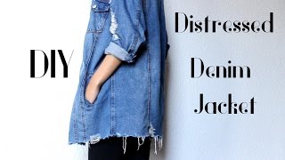 DIY Distressed Denim Jacket  Ripped Bottom Easy Tutorial  CillasMakeup88 [upl. by Eckblad]