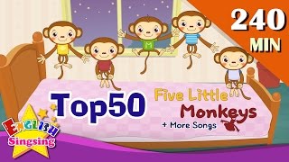 Five Little Monkeys  More Nursery Rhymes  Top 50 Kids songs with lyrics  English kids video [upl. by Llien]