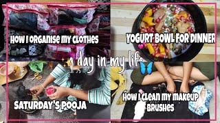 A DAY IN MY LIFE  CLOTHES ORGANISING  MAKEUP BRUSHES CLEANING [upl. by Ymled]