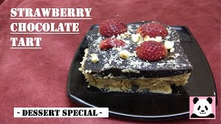 Easy Chocolate Strawberry Tart  No Bake Biscuit Tart Recipe  How to make Strawberry Chocolate Tart [upl. by Eniad]