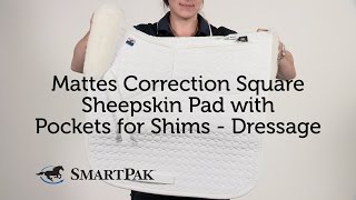 Mattes Correction Square Sheepskin Pad with Pockets for Shims  Dressage Review [upl. by Couchman]