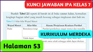 Jawaban IPA Kelas 7 Halaman 53 Tabel 21 Sifat Sifat Wujud Materi Kurikulum Merdeka [upl. by Trilbie]