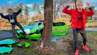 SuperCar Thief CRASHED my Lamborghini Sharerghini into a Tree [upl. by Annal]