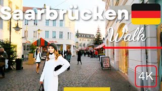 Saarbrücken Germany Walking Tour 4K Street Walk City Centre and Christmas Market [upl. by Adachi894]