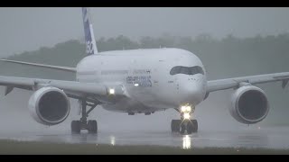 AMAZING take off  Heavy rain  Airbus A350900  Euroairport MLHBSL [upl. by Valenta]