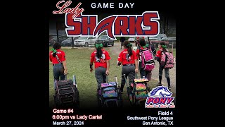 10U Softball Lady Sharks vs Lady Cartel  March 27 2024 [upl. by Nalehp]