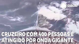 Cruzeiro com 400 pessoas é atingido por onda gigante [upl. by Eenobe]