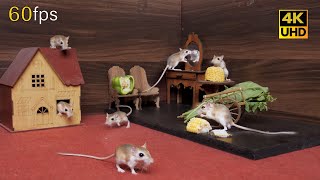 Ultimate Cat TV for cats to watch Adorable Mice Enjoying Feast with Hide and Seek Fun 4k 8 hour [upl. by Anay712]