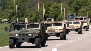 Over a hundred US Army trucks and artillery travel in convoys through Germany 🇺🇸 🇩🇪 [upl. by Odnarb181]