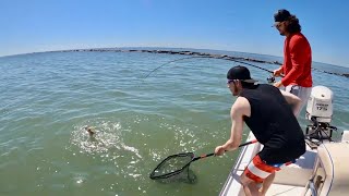 Jetty Fishing From Boat Catch amp Cook Galveston Tx [upl. by Ahsiekahs]