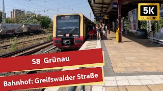 5K SBahn Berlin S8 Einfahrt und Abfahrt Greifswalder Straße [upl. by Charis733]