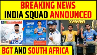 🔴BIG BREAKING TEAM INDIA SQUAD ANNOUNCED FOR BGT TOUR NO RUTURAJ GAIKWAD [upl. by Dedra]