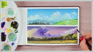 How to Paint Simple Landscapes with Gouache  Art Journal Thursday Ep 43 [upl. by Fagan]