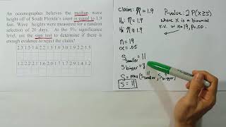 Performing a Sign Test in Nonparametric Statistics Problem 1 [upl. by Sillek]