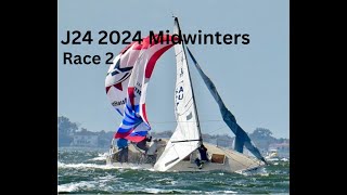 J24 2024 Midwinters Race 2 with onboard crew discussion and tactics [upl. by Anitsahs]