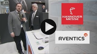 Pneumatics and Industrie 40 ke NEXT TV visits the new booth of Aventics at Hannover Fair 2015 [upl. by Atilrak]