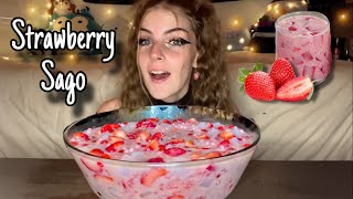 Strawberry Sago MUKBANG Vegan No Talking [upl. by Aizat]