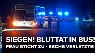 SIEGEN Bluttat in Linienbus Frau sticht mit Messer auf Fahrgäste ein  sechs Verletzte [upl. by Pru661]