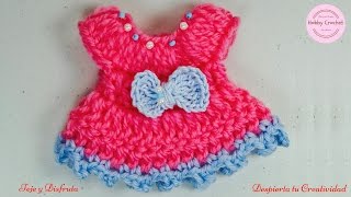 Souvenir a crochet para baby shower vestidito paso a paso [upl. by Adneral]