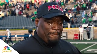 Thomas Hammock can’t contain pride after Northern Illinois upsets Notre Dame  NBC Sports [upl. by Barbabra]