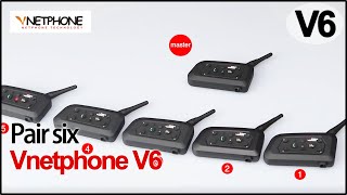 VNETPHONE V6  Pair six V6  motorcycle helmets bluetooth intercom [upl. by Vasyuta]