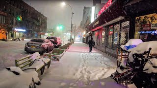 NYC 6AM Snow Walk  Bombogenesis Storm Kenan in Queens [upl. by Raama490]