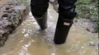 Hunter rubber boots and leather jeans in mud Part 2 09 07 13 [upl. by Launam]