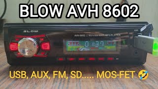 Radioodtwarzacz MP3 radio samochodowe BLOW AVH8602  USB AUX SD FM ale czy 4x60W radio USB [upl. by Katrina]