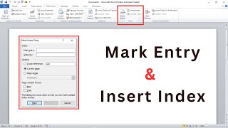 How to Use Mark Entry amp Insert Index in MS Word Mark Entry in Reference Tab [upl. by Tracy]