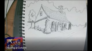 Howto Draw Twopoint Perspective Cottage in Pencil [upl. by Sheets]