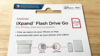 SanDisk iXpand Flash Drive Go Lightning 256GB Backup Drive Overview 12819 [upl. by Leirda778]