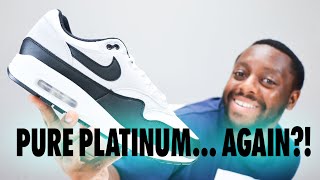 Air Max 1 ESS Pure Platinum White Black On Foot Sneaker Review QuickSchopes 717 Schopes FZ5808 102 [upl. by Alrrats]