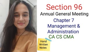 Section 96 Of The Companies Act 2013 CA CS CMA Advocate Chapter 7 Management amp administration [upl. by Alyled]