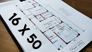 1650 HOUSE DESIGN II 16X50 GHAR KA NAKSHA II 800 SQFT HOUSE PLAN II 1650 HOUSE PLAN [upl. by Bascomb]