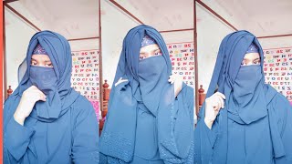 Beautiful Side Layers Hijab Style  Hijab Tutorial  Hijab Style With Niqab  Aizaa 💙 [upl. by Eirroc]