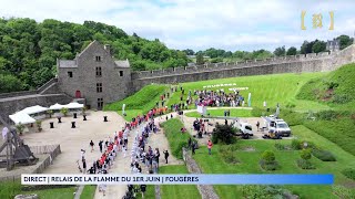 Moment solennel au château de Fougères pour le relais de la flamme olympique [upl. by Nonnahsed]