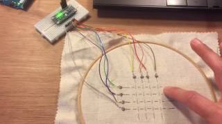 Test embroidery  matrix of conductive thread [upl. by Leacim]