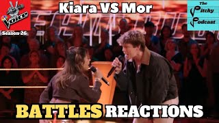 Season 26 NBCs The Voice Battles REACTION Mor vs Kiara [upl. by Attenra]