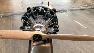 UMS 7260cc Gas  Petrol 7 Cylinder Radial 4 Stroke Engine 1000 RPM5700 RPM with 34 x 14 Prop [upl. by Ztnaj]