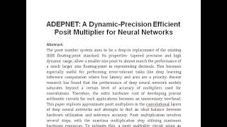 ADEPNET A Dynamic Precision Efficient Posit Multiplier for Neural Networks [upl. by Harwin]