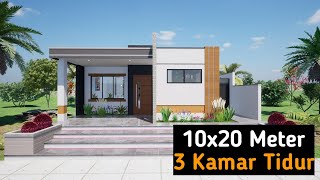 Desain Rumah Minimalis Modern 1 Lantai 10x20m 3 Kamar Tidur [upl. by Laniger]