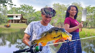 PESCA RIBEIRINHA de TUCUNARÃ‰ e TRAIRÃƒO fizemos um ASSADO DELICIOSO NA BEIRA do Rio Amazonas [upl. by Seerdi]