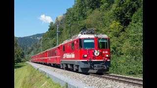 Rhätische Bahn Frühling zwischen Albula Rheinschlucht und Prättigau Mai 2022 [upl. by Kciredorb]