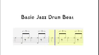 Basic Jazz Drum Beat  100 BPM [upl. by Theodore132]