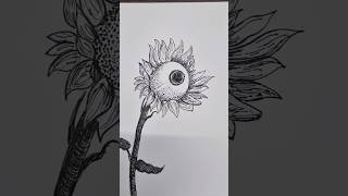 Sunflower Spy  Micron Pen Drawing sunflower drawing youtubeshorts [upl. by Aver525]