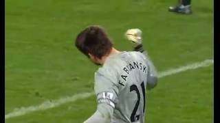 Lukasz Fabianski double save Vs Wigan Athletic [upl. by Nnylkoorb]