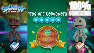 Sackboy Pros And Conveyors  Twoplayer Gameplay  All Orbs Collected [upl. by Enortna]