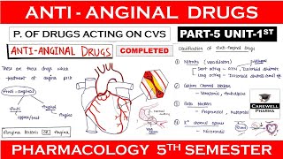 Antianginal drugs complete  Part5 Unit1  Pharmacology 5th Semester [upl. by Gavra]