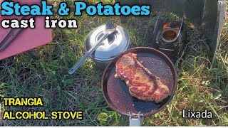 Cooking STEAK amp POTATOES on TRANGIA  Bikepacking [upl. by Khalin385]