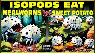 Isopods Eat Mealworms amp Sweet Potato In Isopod House Terrarium  4K [upl. by Ajidahk]